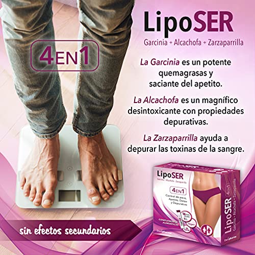 Liposer - 16 sticks - Elimina la grasa acumulada en Abdomen, Caderas. Piernas, Espalda y Brazos - Adelgazante 4 en 1 - Quemagrasas | Apetito | Detox | Depurativo - Resultados en 16 días - 1 al día