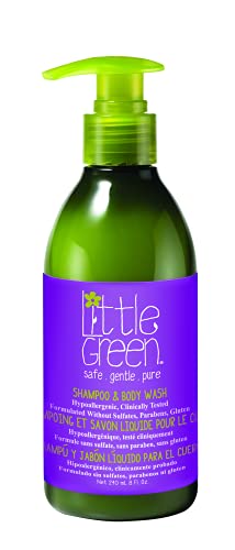 Little Green - Gel de baño corporal y champú 2 en 1 240 ml para niños sin sulfatos, parabenos ni gluten | producto vegano sin aromas añadidos