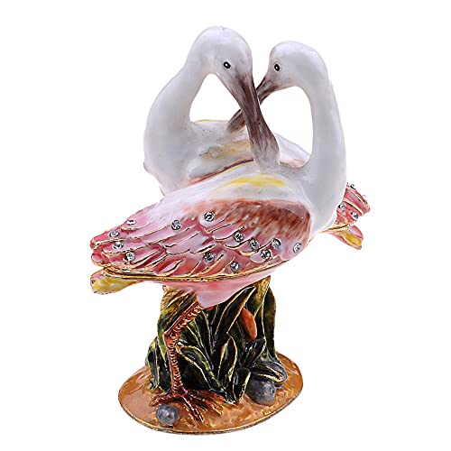 LiuliuBull Boxer Heron Bird Bejeweled Tinket Box Metal Wedding Gift Jewelry Box Sculpture Home Decor