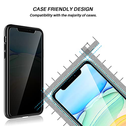 LϟK 2 Pack Protector de Pantalla de Privacidad Compatible con iPhone 11 y iPhone XR 6.1 Pulgada - Cristal Templado Funda Compatible Sin Burbujas Dureza 9H Kit Fácil de Instalar Doble Protección