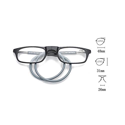 LKHG Gafas De Lectura Magnéticas para Hombres Y Mujeres, Presbicia Plegable Ajustable para Colgar En El Cuello para Lectura/Uso Nocturno, Reduce La Fatiga Ocular, Dioptría + 1.0 ~ + 3.0