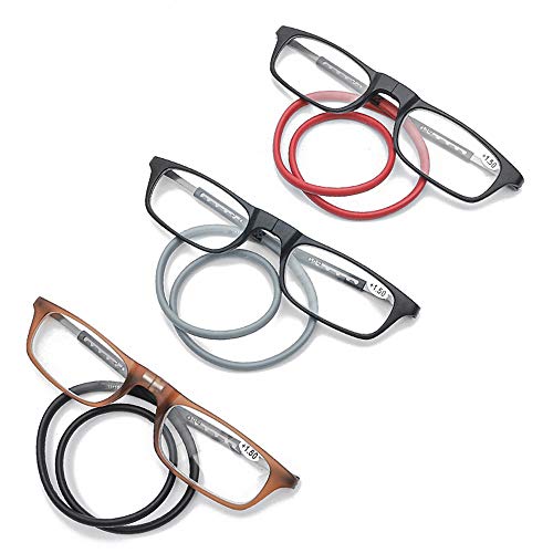 LKHG Gafas De Lectura Magnéticas para Hombres Y Mujeres, Presbicia Plegable Ajustable para Colgar En El Cuello para Lectura/Uso Nocturno, Reduce La Fatiga Ocular, Dioptría + 1.0 ~ + 3.0