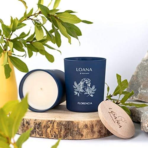 LOANA ESSENCE Vela Aromática Flor de Azahar, Menta - Noruega - Duración Estimada 40h Vela Perfumada Grande y Decorativa Para Masajes y Relajación Hecha de Cera de Soja - 180gr -