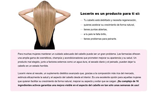 LOCERIN Premium, contra la pérdida de cabello en las mujeres, para un cabello hermoso, largo, sano y brillante, promueve el crecimiento del cabello, fortalece la estructura del cabello!