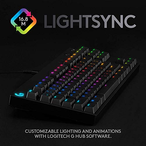 Logitech G PRO TKL Teclado Gaming Mecánico sin teclado numérico, Teclas GX-Clicky Azules, RGB LIGHTSYNC, Diseño portátil para esports, Cable Micro USB Desmontable, Disposición QWERTY US - Negro