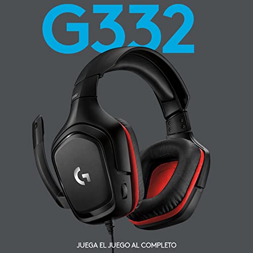 Logitech G332 Auriculares Gaming con Cable, Audio Estéreo, Transductores 50 mm, 3.5 mm Jack, Micrófono Volteable para Silenciar, Ligero, PC/Mac/Xbox One/PS4/Nintendo Switch, Negro/Blanco