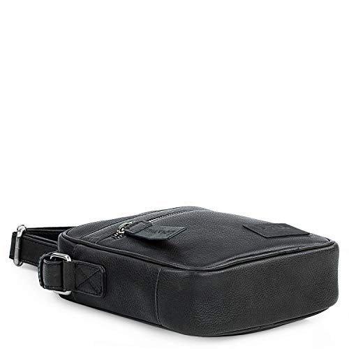 Lois - Bolso Hombre Bandolera Piel Pequeño - Bolso de Hombro de Piel Cuero Auténtico de Marca LOIS - Bolsito Hombre Piel para Uso Casual, Trabajo o Viaje 305919, Color Negro