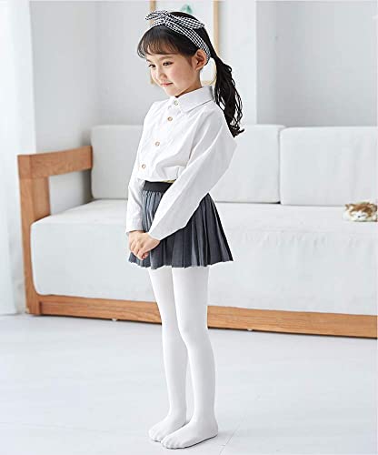 LOLANTA Pantalones de invierno para niñas Leggings cálidos Medias opacas de vellón grueso, blanco, M (6-8 años)