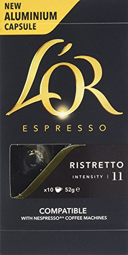 L'Or Espresso Café Ristretto Intensidad 11 - 100 cápsulas de aluminio compatibles con máquinas Nespresso (R)* (10 Paquetes de 10 cápsulas)