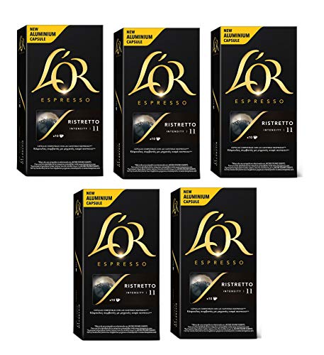 L'Or Espresso Café Ristretto Intensidad 11 - 50 cápsulas de aluminio compatibles con máquinas Nespresso (R)* (5 Paquetes de 10 cápsulas)