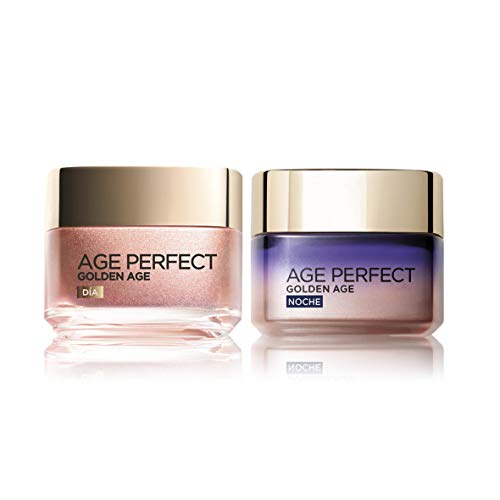 L'Oréal Paris Age Perfect Golden Age Set de Crema de Día Fortificante de Rosas y Crema de Noche Fortificante, Antiarrugas y Luminosidad, Pieles Maduras y Apagadas, 50 ml cada una