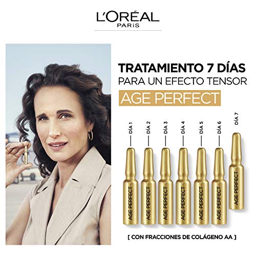 L'Oréal Paris Ampollas Age Perfect Colágeno Expert Tratamiento Reafirmante 7 Días, Blanco/Dorado, 40 Gramos