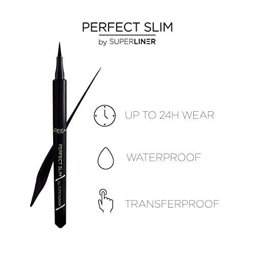 L'Oréal Paris, Delineador Líquido Super Liner Perfect Slim, Negro Intenso y preciso, Resistente al Agua, 01 Intense Black