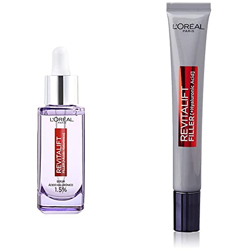 L'Oreal Paris Dermo Expertise Revitalift Filler Sérum Antiarrugas, Con Ácido Hialurónico Puro + L'Oréal Paris Revitalift Filler Contorno De Ojos Revitalizante, Con Ácido Hialurónico Puro, 15 Ml