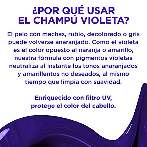 L'Oreal Paris Elvive Color Vive Champú Violeta Matizador, Para Pelo con Mechas, Decolorado o Gris, Anti-Efecto Anaranjado, Pack de 4 unidades x 200 ml, Total 800 ml