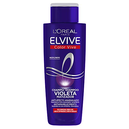 L'Oréal Paris Elvive Color Vive Pack Violeta, Champú Matizador y Mascarilla Intensiva, Suaviza y Nutre, Neutraliza Tonos Anaranjados, Para Pelo Teñido, Rubio, Decolorado o Gris, 200 ml y 250 ml