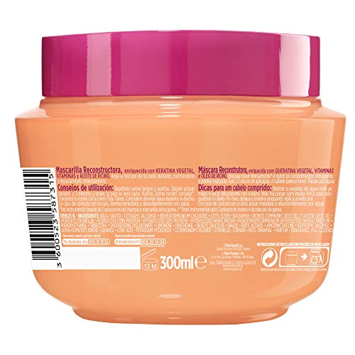 L'Oréal Paris Elvive Dream Long Mascarilla Reconstructora, Para Pelo Largo y Dañado, Pack de 3 Unidades x 300 ml, Total: 900 ml