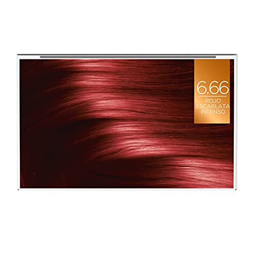 L'Oréal Paris Excellence Intense Tinte Permanente Triple Cuidado 100% Cobertura Canas Tono 6.66 Rojo Escarlata Intenso - Pack 3 unidades