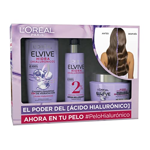 L'Oréal Paris Hidra Hialurónico Cofre Champú 72h Hidratación y Mascarilla 72h Hidratación Intensiva y Sérum Rellenador