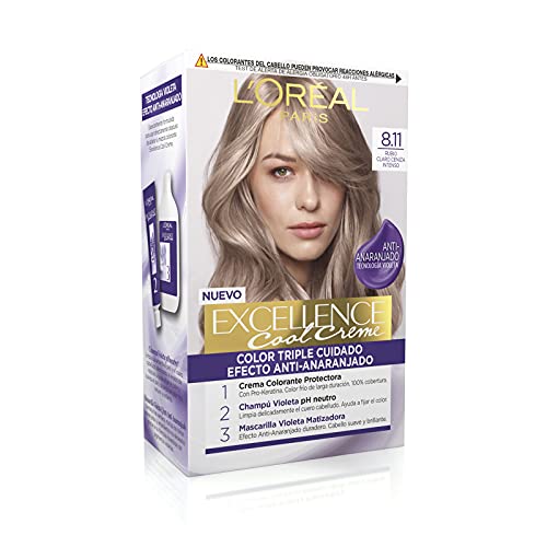 L'Oréal Paris L'Oréal Paris Excellence Cool Creme Tinte Permanente, Tono 8.11 Rubio Claro Ceniza 260 g