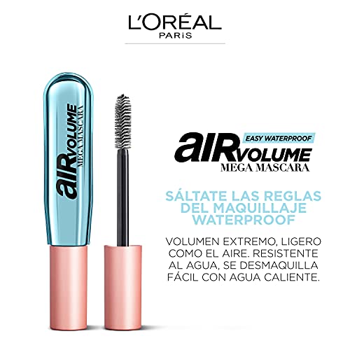 L'Oréal Paris Máscara De Pestañas Air Volume Mega Mascara, Waterproof 01, Negro, 7.9 Mililitro