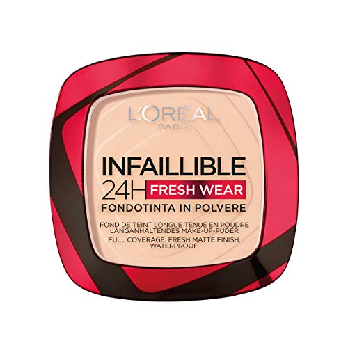 L'Oréal Paris Polvos Compactos Mate Infalible 24H, Larga Duración, Cobertura Media-Alta, Resistente al Agua, Tono: 180 Rose Sand, 50 g
