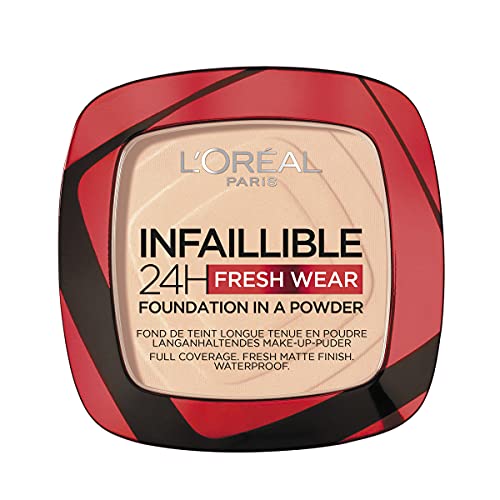 L'Oréal Paris Polvos Compactos Mate Infalible 24H, Larga Duración, Cobertura Media-Alta, Resistente al Agua, Tono: 20 Ivory, 9g