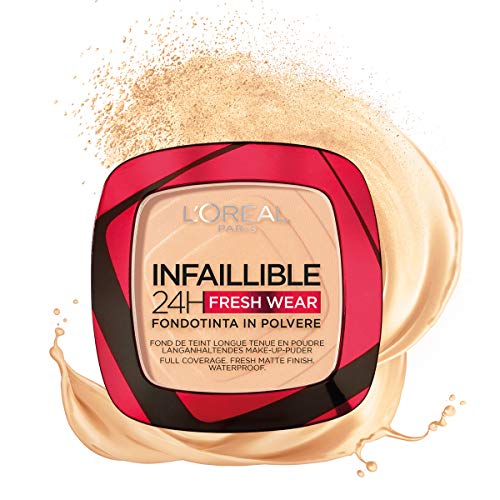 L'Oréal Paris Polvos Compactos Mate Infalible 24H, Larga Duración, Cobertura Media-Alta, Resistente al Agua, Tono: 40 Cashmere, 50 g