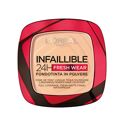 L'Oréal Paris Polvos Compactos Mate Infalible 24H, Larga Duración, Cobertura Media-Alta, Resistente al Agua, Tono: 40 Cashmere, 50 g