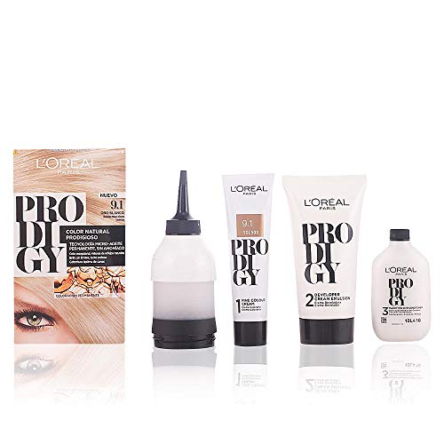 L'Oreal Paris Prodigy Coloración Permanente - Tinte, color 9.1-oro blanco 4 pz, 200 gr