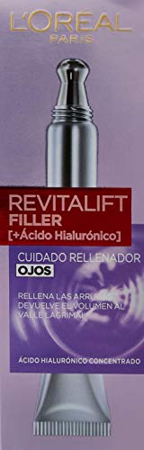 L'Oréal Paris Revitalift Filler Contorno De Ojos Revitalizante, Con Ácido Hialurónico Puro + Paris Dermo Expertise Paris Revitalift Filler Crema De Noche Revitalizante