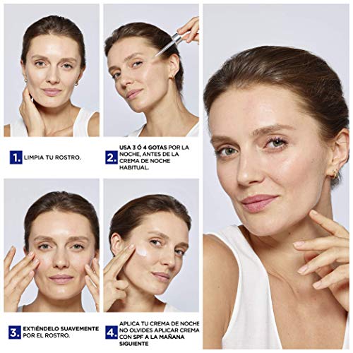 L'Oréal Paris Sérum de Noche Revitalift Laser con Retinol Puro, Cuidado Antiedad, Corrige Arrugas Profundas, Incluye 3 Muestras de Sérum de Ácido Hialurónico Revilatift Filler