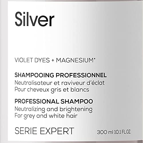 L'Oréal Professionnel Champú Neutralizador Para Cabellos Grises, Blancos O Rubios Claros, Silver, Serie Expert, Sin Fragancia, 300 Mililitro