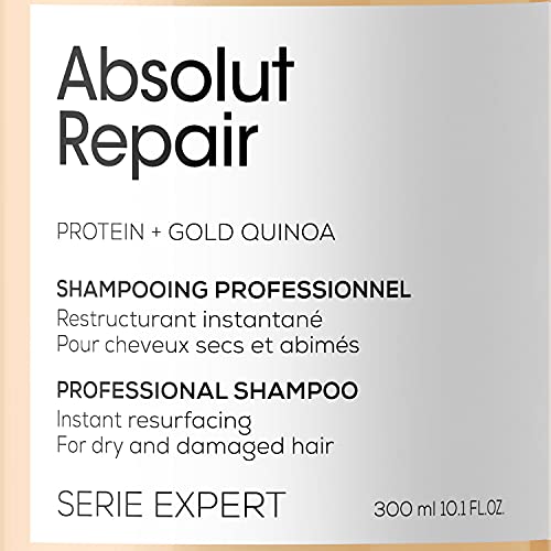 L’Oréal Professionnel | Champú Tratamiento Reconstructor para cabellos secos y dañados, Absolut Repair, SERIE EXPERT, 300mL