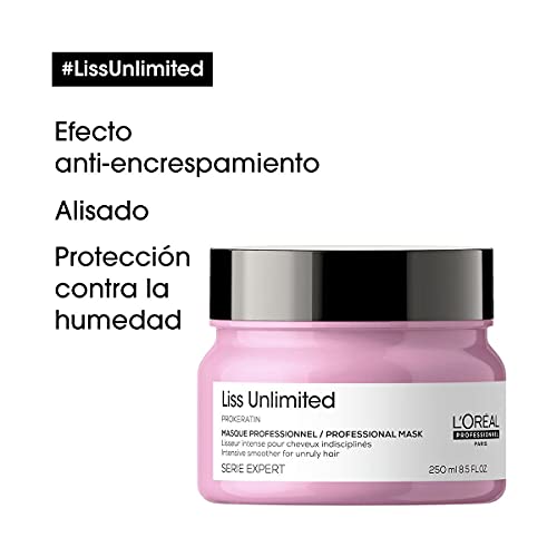 L’Oréal Professionnel | Mascarilla Alisadora intensa para cabellos rebeldes encrespados y alisados, Liss Unlimited, SERIE EXPERT, 250mL