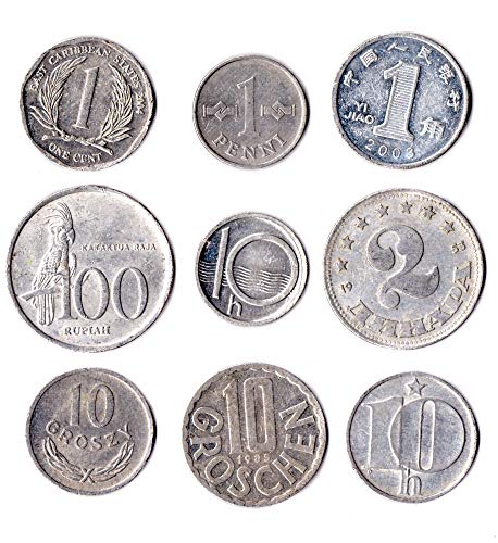 Lote de 9 monedas de 9 países diferentes monedas de aluminio