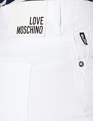 Love Moschino Strecth Cotton-Linen Gabardine Short Pantalones Cortos Casuales, Optical White, 38 para Mujer