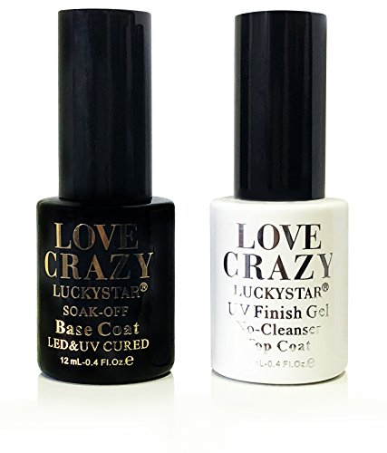 LOVECRAZY - Kit de Esmaltes de Uñas en Gel Semipermanente, 4 Colores de Esmaltes y Top Coat Base Coat