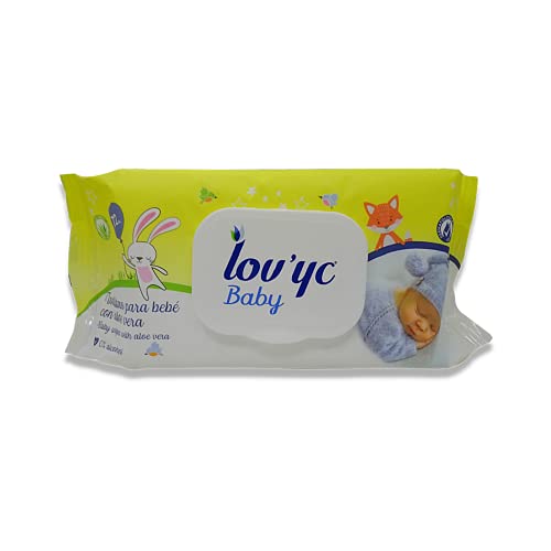 Lov'yc Toallitas Húmedas Para Bebé Con Aloe Vera, Blanco, 72 Unidad