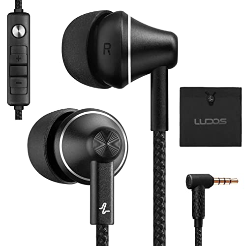 LUDOS AURIS Auriculares In Ear con Cable y Microfono, 5 Años de Garantía, Aislamiento de Ruido, Control de Volumen, para iPhone, iPad, Samsung, Mi, Xiaomi, Huawei, Gaming, Deportivos, Ordenador