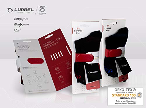 Lurbel Distance - Calcetines cortos para correr y deporte, antibacterianos, transpirables, con acolchado y protección contra ampollas, para hombre y mujer, color azul y gris, tamaño 39-42/ Medium