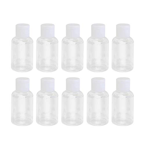 Lurrose - Juego de 20 botellas de plástico vacías de 50 ml con tapa abatible para emulsión de gel de ducha de agua emoliente