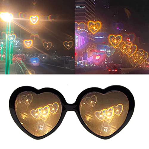 Luz Efecto Especial Gafas 3 Piezas Gafas Con Efecto De Corazón Gafas Neón Marco De Gafas Sol Fiesta Neon Gafas Para Carnaval Fiesta Al Aire Libre Barra De La Música Regalo De Navidad Artificiales