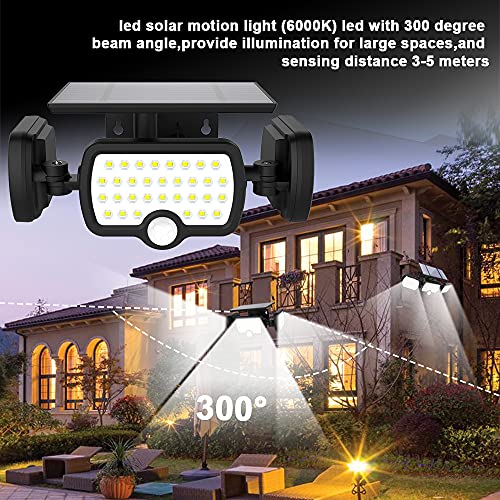 Luz Solar Exterior, JESLED 80LED Lampara Solar Exterior Con Sensor de Movimiento, 2400mAH 3 Modos IP65 Impermeable Iluminacion Focos LED Exterior Solares Para Frente Jardin Garaje Camino(2 Piezas)