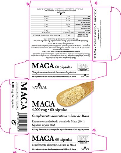 Maca 4.000 mg. Natysal 60 Cápsulas, Energía y resistencia física y mental