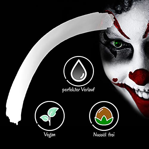 Maquillaje Aqua Premium con Esponja para Fiestas Infantiles Fiestas temáticas de Carnaval de Halloween Payasos Vampiros Zombie Blanco