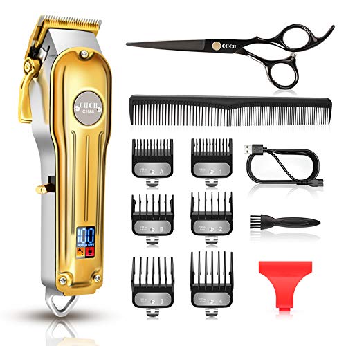 Maquina Cortar Pelo Profesional, CIICII Cortapelos Hombre & Recortadora de Barba (12Pcs/ Inalámbrico/Recargable/USB/LCD Pantalla) Recortador Pelo Barba Kit para Familia, Peluqueros