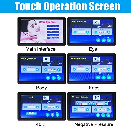 Máquina de cavitación ultrasónica, 5-en-1 40Khz Rf Body Lifting Body Adelgazamiento de la máquina para quemar grasa Instrumento con panel de control táctil inteligente(#1)