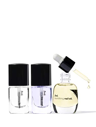 Marca Amazon - find. Elegant Spa-logy- Cura uñas, n.3 unidades (Base Coat, Top Coat, Aceite nutritivo para uñas)