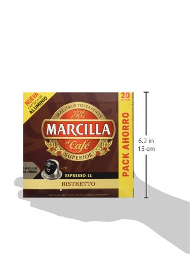 Marcilla Café Ristretto - 200 cápsulas compatibles con máquinas Nespresso*® (10 paquetes de 20 unidades)